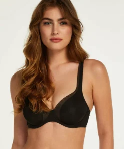 Unwattierter Bügel-BH Mesh - Schwarz