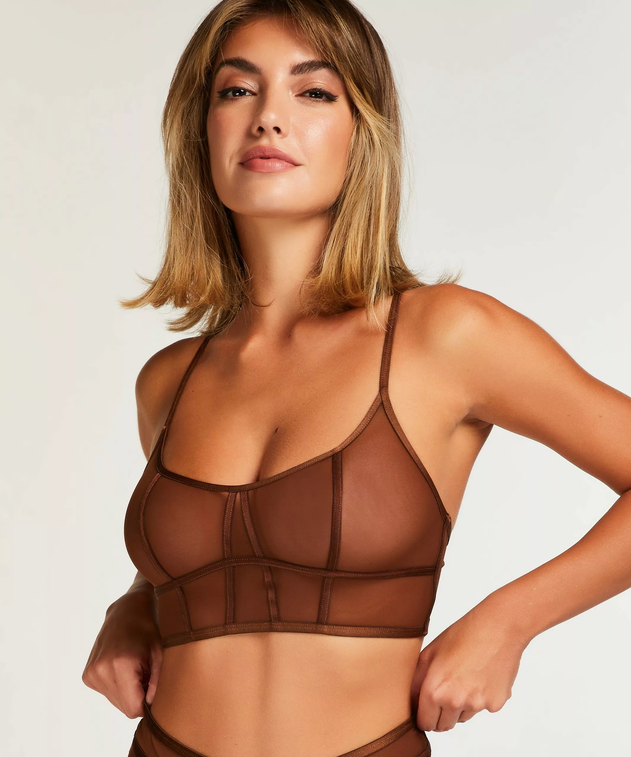 Longline Bralette Sexy Mesh - Braun 2 Longline Bralette Sexy Mesh - Braun – Bild 2