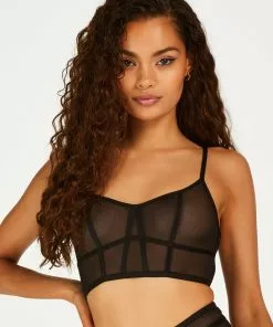 Longline Bralette Sexy Mesh - Schwarz